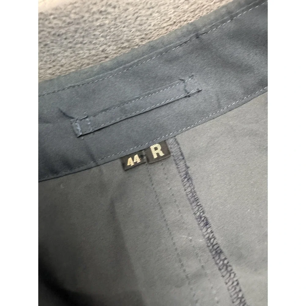 Saks‎ Fifth Avenue Coat Mens 44 Navy Microfiber Rain Button Lined Japan Long